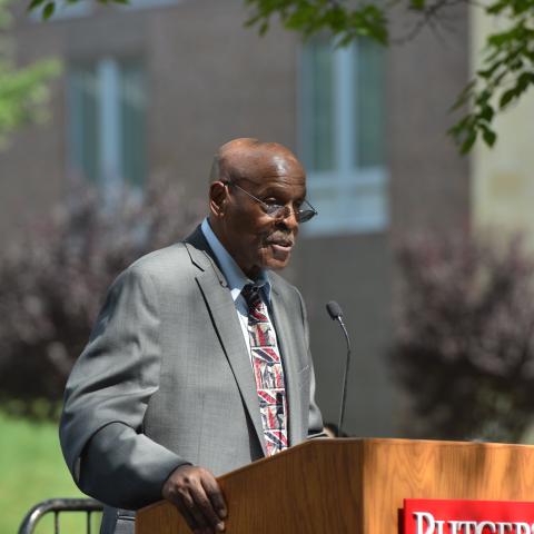 C. Roy Epps speaks at a podium