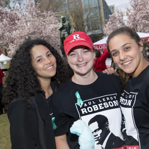 Students wearing black Paul Robeson t-shirts