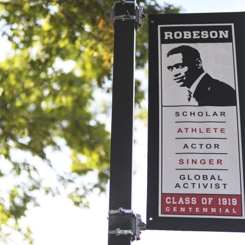 Paul Robeson flag pole banner